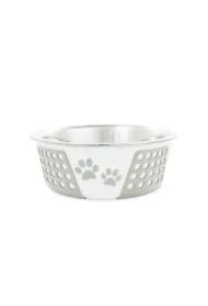 Miska, dla psa, szara, nadruk łapa, stal nierdzewna, antypoślizgowa, 17cm