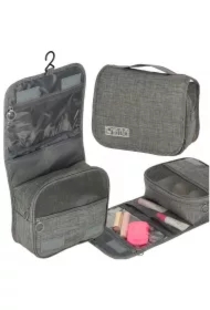 Kosmetyczka podróżna torba wisząca składana organizer na kosmetyki szara