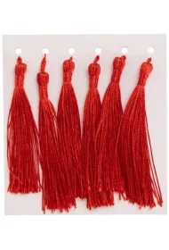 Frędzelki chwosty ozdobne czerwone 8cm 6 szt