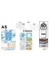 Notatnik A5/144K magnes kwiaty MIX