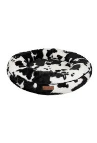 Legowisko dla psa, wzór czarne krowie łaty, 65x65x18cm, z zamkiem