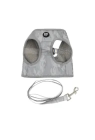 Zestaw, szelki+Smycz dla psa, szary, poliester, rozmiar XL, odblaskowe