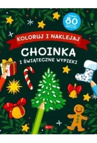 Koloruj i naklejaj. Choinka i świąteczne wypieki
