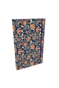 Notes A5 w kratkę z gumką Soft Touch Paisley Kwiaty Blue