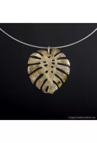 Liść Monstery, wisior pozłacany