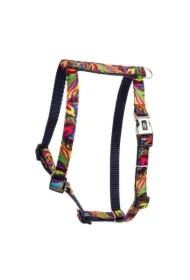 Szelki dla psa, granatowe, wzór picasso, taśma polipropylenowa, 20mm/50-80cm