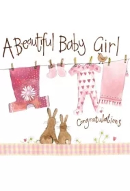 Karnet Narodziny S148 Dziewczynka śpioszki