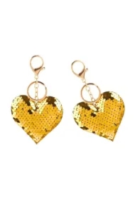 Brelok serce z cekinami złote