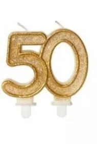 Świeczka urodzinowa 50 złoty brokat