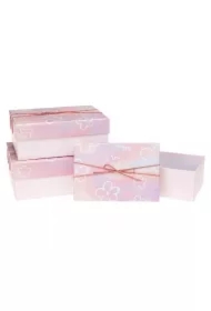 Pudełko prezentowe z kokardą 3 szt kwiaty