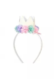 Opaska do włosów z koroną i kolorowymi kwiatkami Rixt