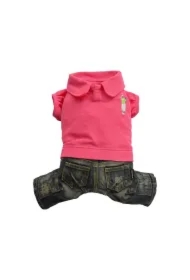 Komplet jeans z polo, różowy, SD- XXL 36-38cm/56-58cm