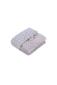 Kołderka Kocyk Dwustronny Minky 80 X 100 Cm Szary Gwiazdki Lulando