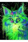 Фото - Малювання Diamentowa mozaika kot z zielonej poświaty NO-1007002
