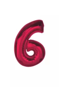 Balon foliowy cyfra 6 czerwona Smart