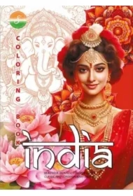 Kolorowanka A4 pionowa 8 obrazków India pomarańcz