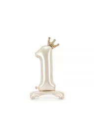 Stojący balon foliowy cyfra 1 84cm jasny krem