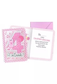 Karnet B6 Urodziny 4 dziewczynka