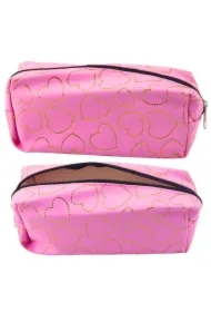 Piórnik jednokomorowy złote serca różowy