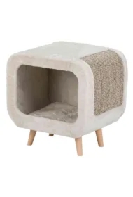 Legowisko zamknięte Alicia z nogami z drewna bukowego, 48 x 48 x 38 cm, jasnoszare/ szare
