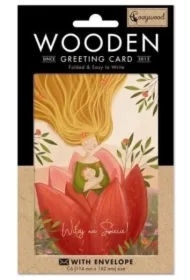 Karnet drewniany C6 + koperta Narodziny Mama