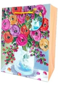 Torebka ozdobna matowa 18x23x10cm Kwiaty