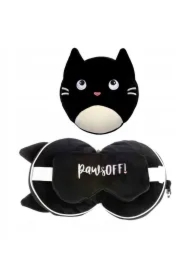 Pluszowa poduszka podróżna z opaską na oczy Relaxeazzz - Kot Feline Fine