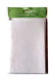 Karty tłoczone + koperty kwiaty białe 02