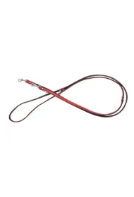 Smycz regulowana skórzana dla psa, czerwony/czarny, M-L, 20mm/200cm