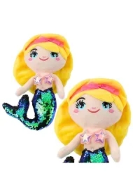 Syrenka pluszowa z ogonem w cekiny zielona 30cm