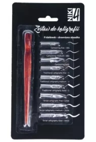 Zestaw do kaligrafii 9 stalówek + drewniana obsadka