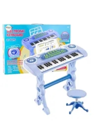 Pianinko z mikrofonem 37 klawiszy niebieskie