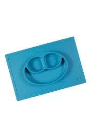 Silikonowy talerzyk z podkładką 2w1 Happy Mat niebieski