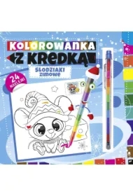 Kolorowanka z kredką. Zimowe słodziaki