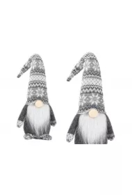 Świąteczny skrzat wzorki siwy 40cm