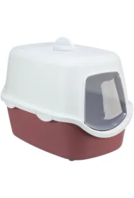 Vico, kuweta kryta, dla kota, jagodowa/biała, plastik, 40 x 40 x 56cm