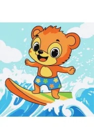Malowanie po numerach - Lato.Niedźwiedź łapie falę
