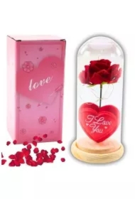 Wieczna róża w szkle oświetlenie LED czerwona