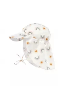 Czapka przeciwsłoneczna z daszkiem i osłoną karku UV80 Splash & Fun Tęcza nature, rozm. 50/51