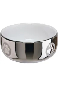Miska dla kota, ceramiczna, o 11 cm, srebrno/biała