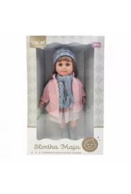 Lalka słodka Maja w różowym płaszczyku