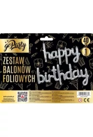 Zestaw balonów foliowych Happy Birthday srebrne