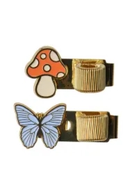 Zestaw 2 przypinek na długopis Butterfly&Mushroom