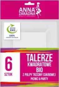 Talerze kwadratowe z trzciny cukrowej 20 x 20 cm Picnic&Party