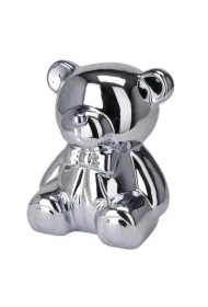 Skarbonka ceramiczna Miś srebrna