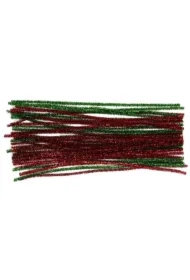 Druciki kreatywne metaliz. zielone i czerwone 30cm