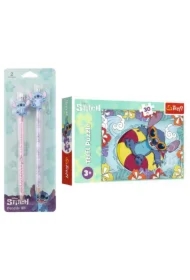 Pakiet dla przedszkolaka. Puzzle 30 el. Lilo&Stitch na wakacjach, Ołówki z gumową nakładką Disney Fashion Stitch 3