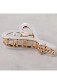 Klamra do włosów metalowa SP342B biała perłowa