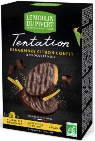 Ciastka imbirowo-cytrynowe w gorzkiej czekoladzie