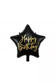 Balon foliowy Happy Birthday czarny